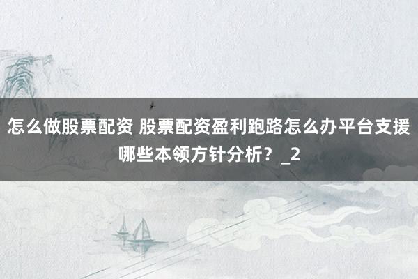 怎么做股票配资 股票配资盈利跑路怎么办平台支援哪些本领方针分析？_2